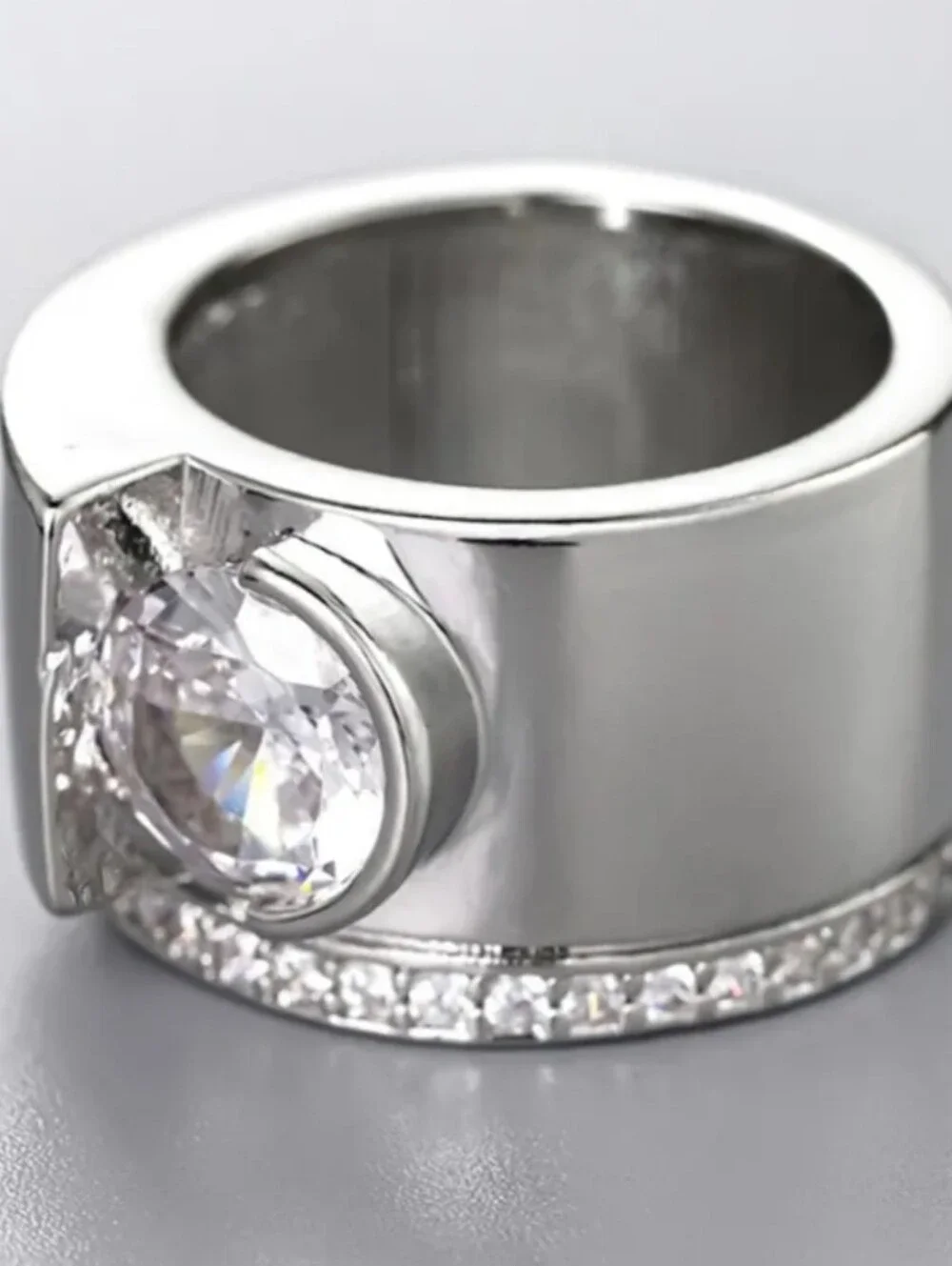 2.00 Carat Men's Wedding Ring 14K White Gold Plated Round Lab-Created Diamond 10